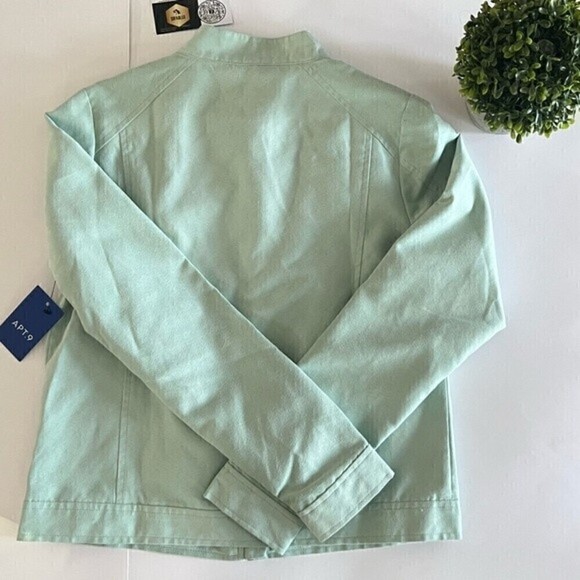 New Apt. 9 Long Sleeve Moto Jacket in Pearberry Green Retail $68.00 size XS - Picture 6 of 14